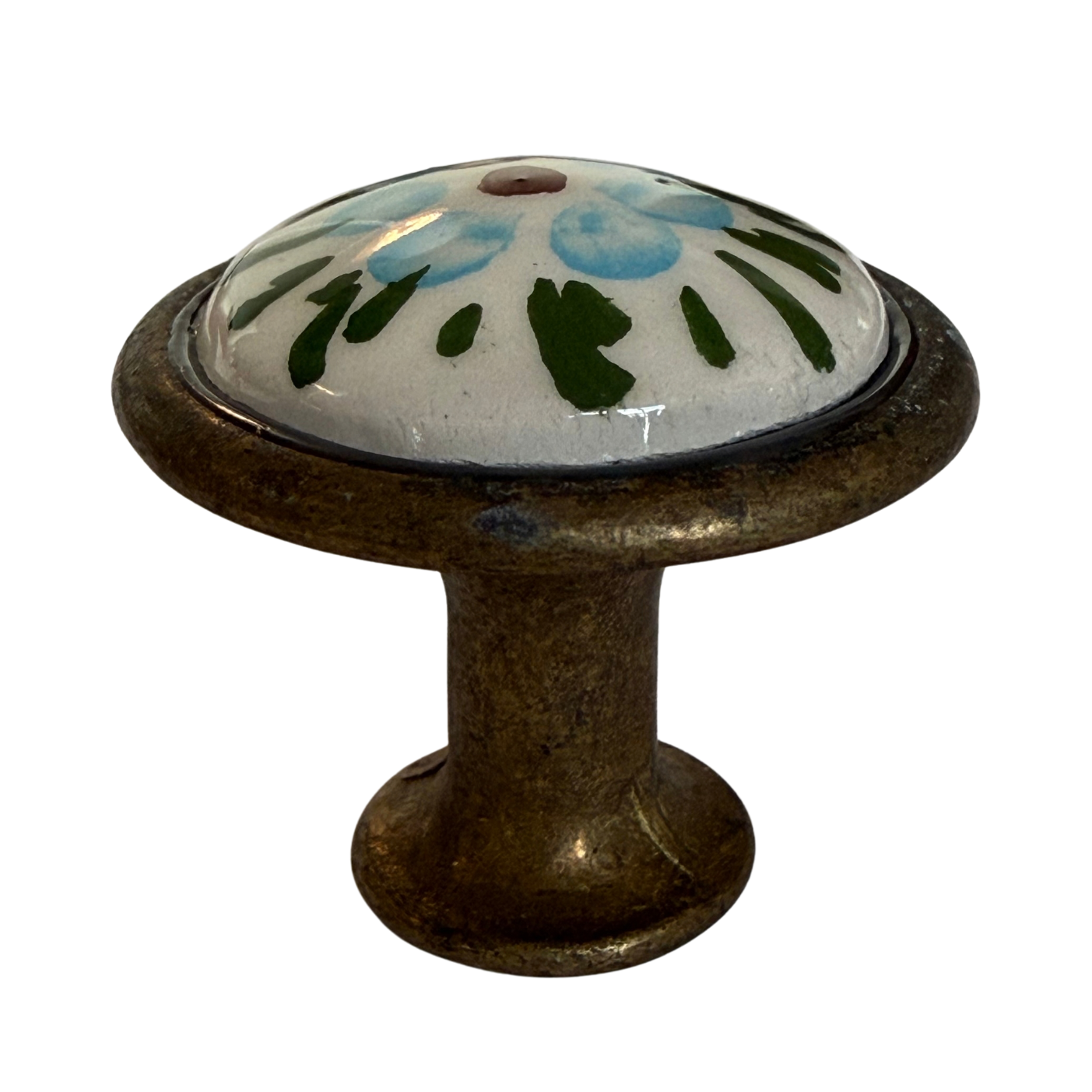 Møbelknop - blå blomst